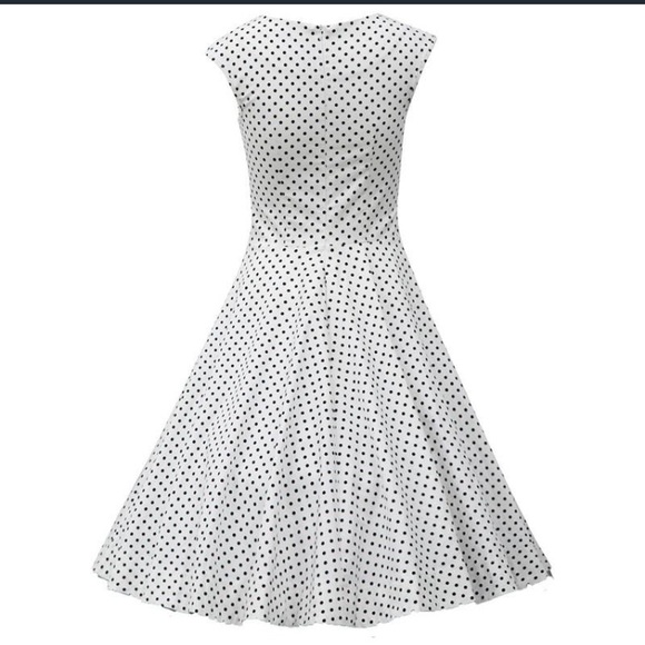 Navy blue cotton vintage style dress - Picture 4 of 6